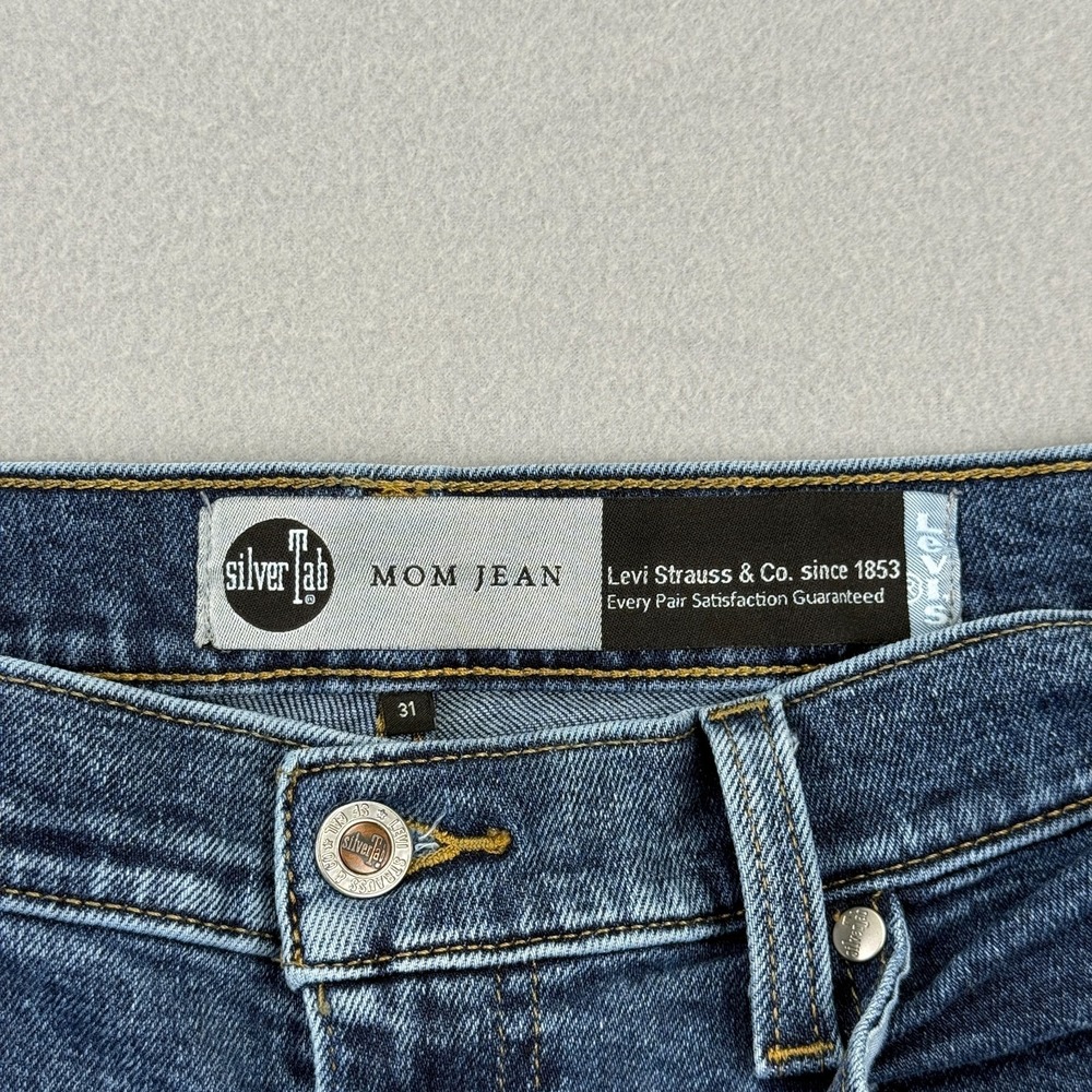Levi's Silver Tab Mom Jeans Women's Size 31x27 High-Rise Tapered Blue Denim - Picture 6 of 16
